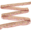 Sanskriti Vintage Sari Border Hand Beaded Dabka 1YD Trims 1"W Pink Ribbon Lace