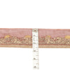 Sanskriti Vintage Sari Border Hand Beaded Dabka 1YD Trims 1"W Pink Ribbon Lace