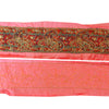 Sanskriti Vintage Sari Border Hand Beaded Zari Zardozi 1 YD 2W Pink Patch Trim