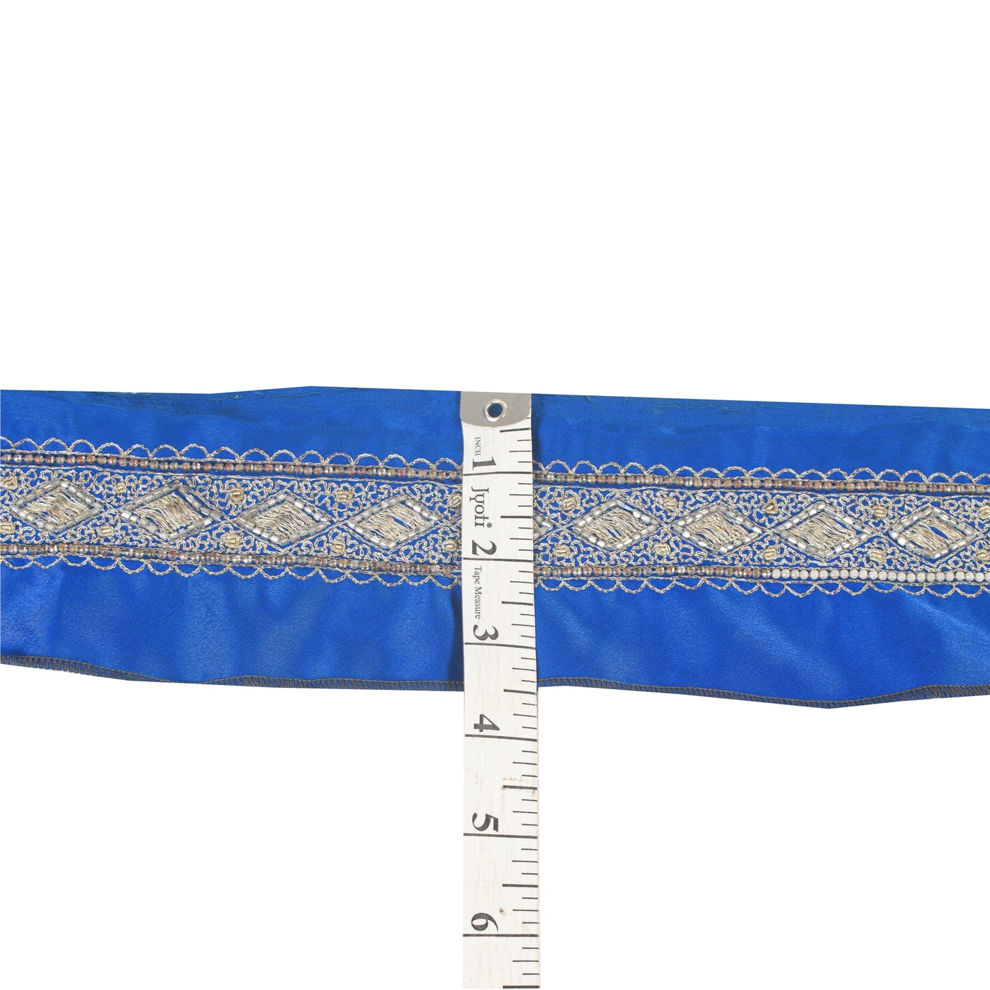 Sanskriti Vintage Sari Border 1YD Trims Zari Zardozi Lace 1.5W Royal Blue Ribbon