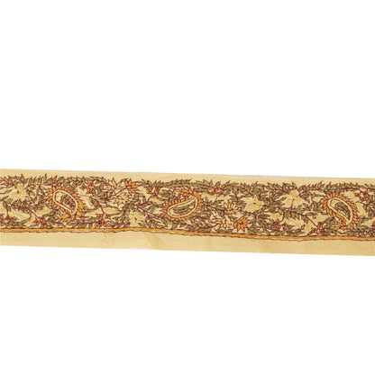 Sanskriti Vintage Sari Border Hand Embroidered Craft 1YD Sewing Cream Trims Lace