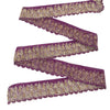 Sanskriti Vintage Sari Border Indian Hand Beaded 1YD Trims 2.6W Zari Purple Lace