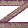 Sanskriti Vintage Sari Border Indian Hand Beaded 1YD Trims 2.6W Zari Purple Lace