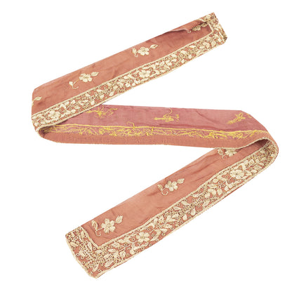 Sanskriti Vintage Sari Border Hand Embroidered Zardozi 1YD Trims 1"W Peach Lace