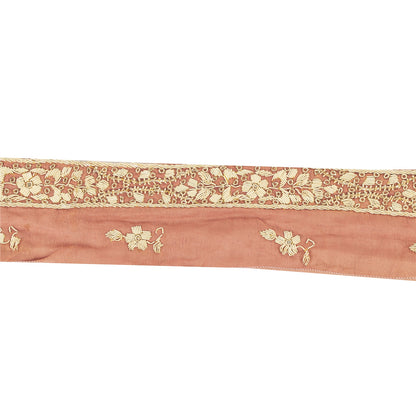 Sanskriti Vintage Sari Border Hand Embroidered Zardozi 1YD Trims 1"W Peach Lace