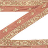 Sanskriti Vintage Sari Border Hand Embroidered Zardozi 1YD Trims 1"W Peach Lace