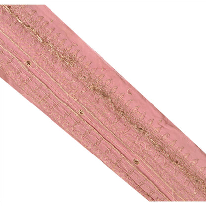 Sanskriti Vintage Sari Border Hand Beaded 1 Yd Indian Trim Sewing Peach Lace