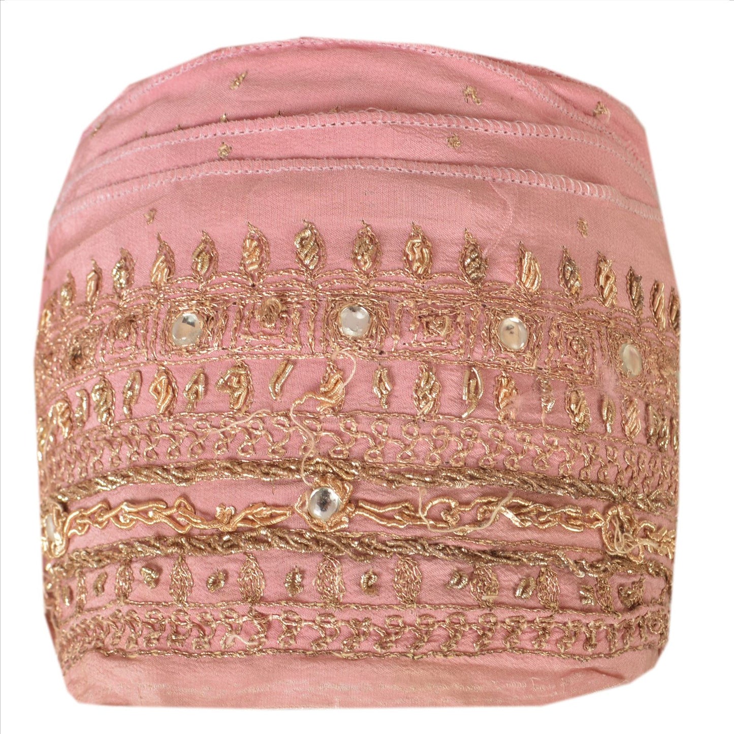 Sanskriti Vintage Sari Border Hand Beaded 1 Yd Indian Trim Sewing Peach Lace