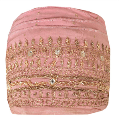 Sanskriti Vintage Sari Border Hand Beaded 1 Yd Indian Trim Sewing Peach Lace