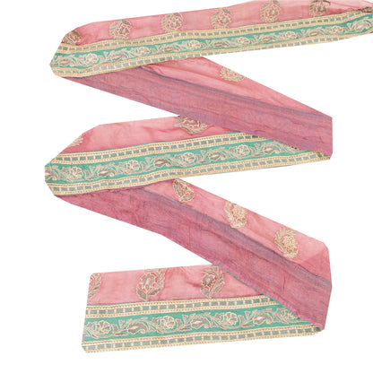 Sanskriti Vintage Sari Border Embroidered Thread Craft 1YD Trim 4.3"W Green Lace