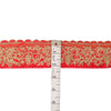 Sanskriti Vintage Sari Border Hand Embroidered 1YD Craft Trims 2"W Red Ribbon