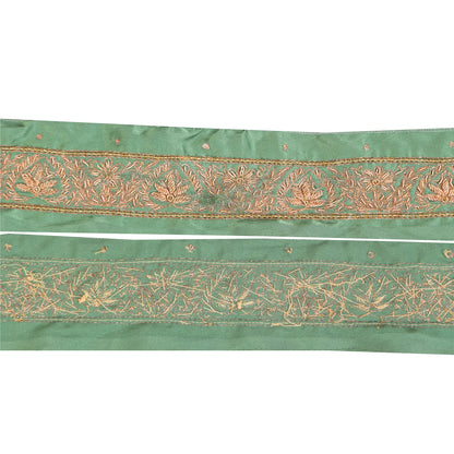 Sanskriti Vintage Sari Border Hand Beaded Zardozi 1 YD Trim 4.5 W Blue Lace Deco