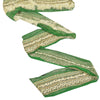 Sanskriti Vintage Sari Border Hand Beaded Zari 1 YD Trims 2.5W Green Floral Lace