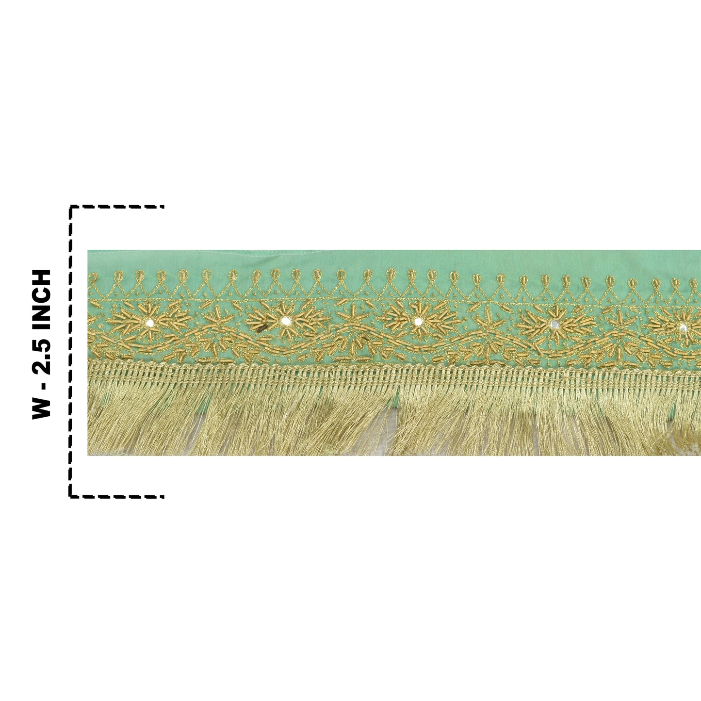 Sanskriti Vintage Sari Border Hand Beaded 1 Yd Indian Trim Sewing Green Lace