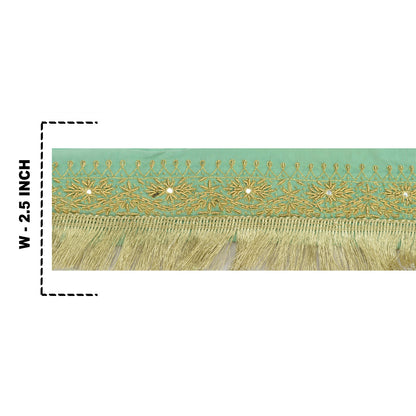 Sanskriti Vintage Sari Border Hand Beaded 1 Yd Indian Trim Sewing Green Lace