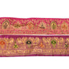 Sanskriti Vintage Sari Border Embroidery Paisley 1YD Trims 3.5W Pink Lace Ribbon