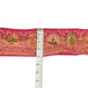Sanskriti Vintage Sari Border Embroidery Paisley 1YD Trims 3.5W Pink Lace Ribbon
