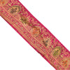 Sanskriti Vintage Sari Border Embroidery Paisley 1YD Trims 3.5W Pink Lace Ribbon