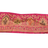 Sanskriti Vintage Sari Border Embroidery Paisley 1YD Trims 3.5W Pink Lace Ribbon