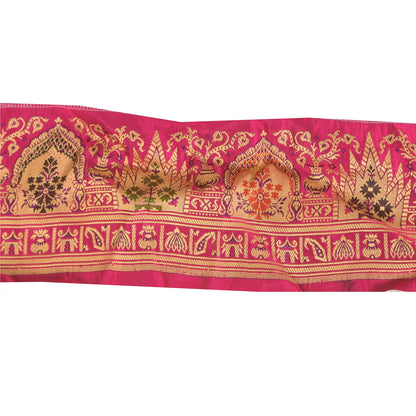 Sanskriti Vintage Sari Border Embroidery Paisley 1YD Trims 3.5W Pink Lace Ribbon