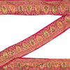 Sanskriti Vintage Sari Border Embroidery Paisley 1YD Trims 3.5W Pink Lace Ribbon