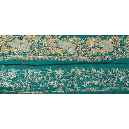 Sanskriti Vintage Border Antique Hand Beaded 1 YD Zardozi Trim Sewing Green Lace