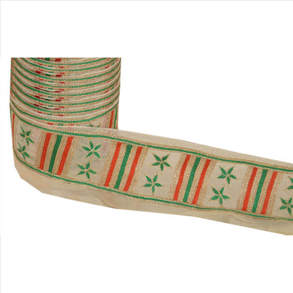 Sanskriti Vintage Sari Bord Håndbroderet 1Yd Indisk Kant Sycreme Blonde