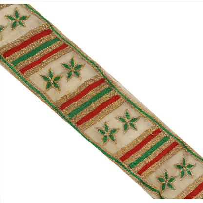 Sanskriti Vintage Sari Bord Håndbroderet 1Yd Indisk Kant Sycreme Blonde