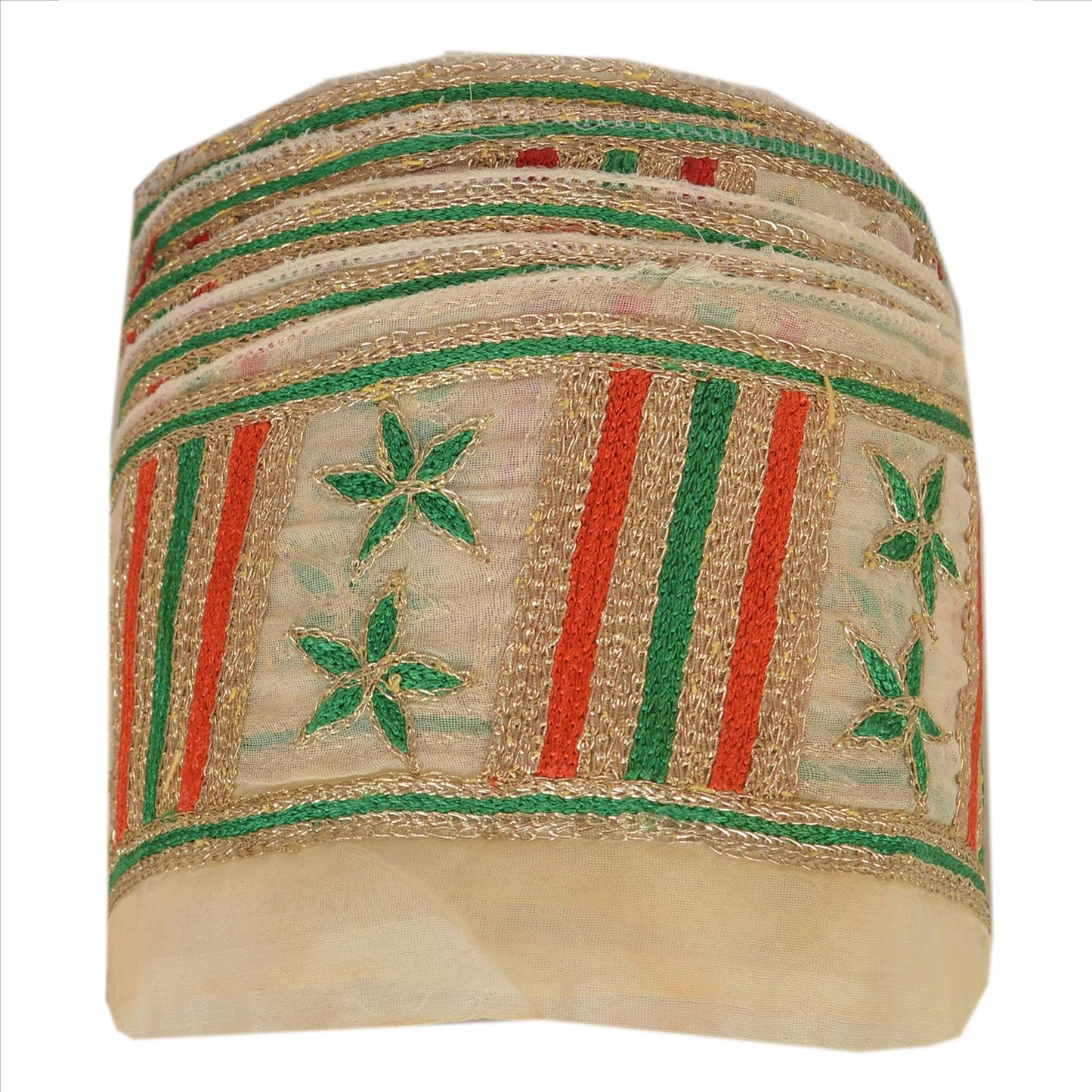 Sanskriti Vintage Sari Bord Håndbroderet 1Yd Indisk Kant Sycreme Blonde