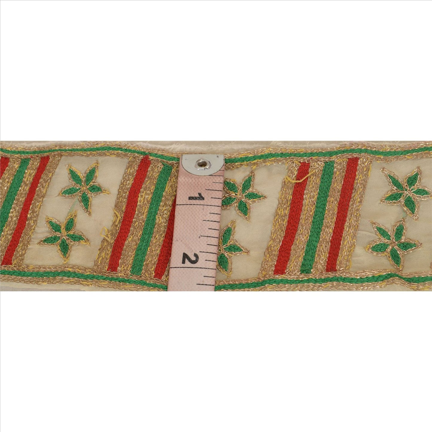 Sanskriti Vintage Sari Bord Håndbroderet 1Yd Indisk Kant Sycreme Blonde