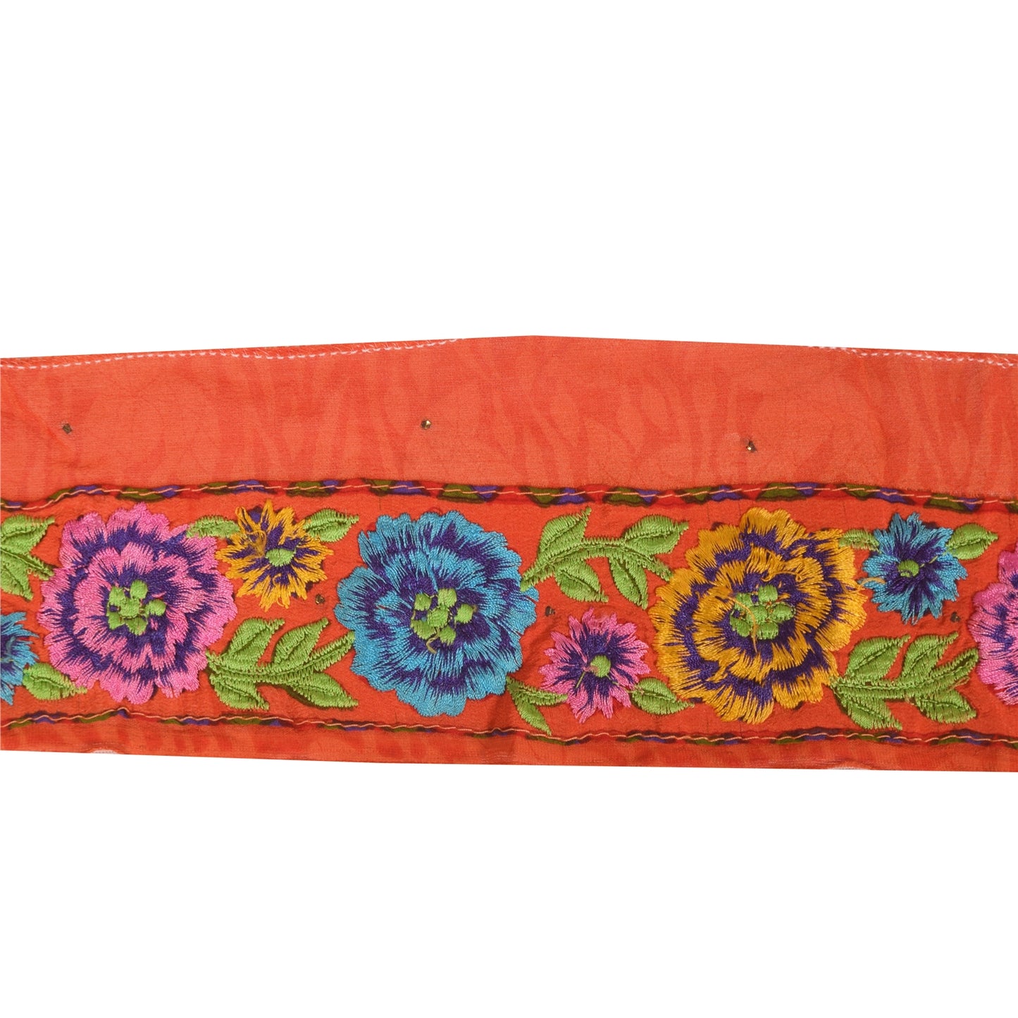 Sanskriti Vintage Saree Border Embroidered Indian 1 YD Trims Lace 2W Orange