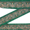 Sanskriti Vintage Sari Border Hand Beaded Zardozi 1 YD Trim 2.5 W Green Lace