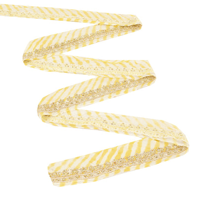 Sanskriti Vintage Sari Border Hand Beaded Zardozi 1 YD Trim 1.5 W Lemon Lace