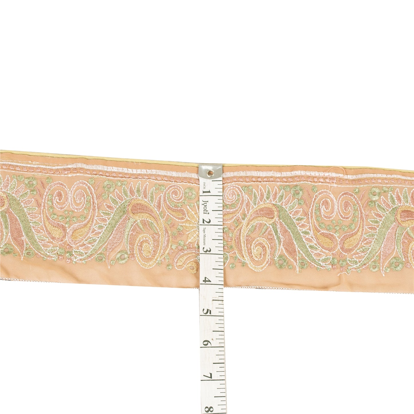 Sanskriti Vintage Sari Border Embroidered  Thread 1 YD Trims 4"W Floral Peach
