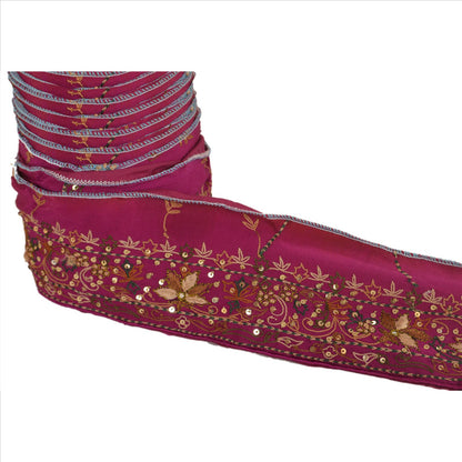 Sanskriti Vintage Sari Border Antique Beaded 1 Yd Indian Trim Sewing Purple Lace