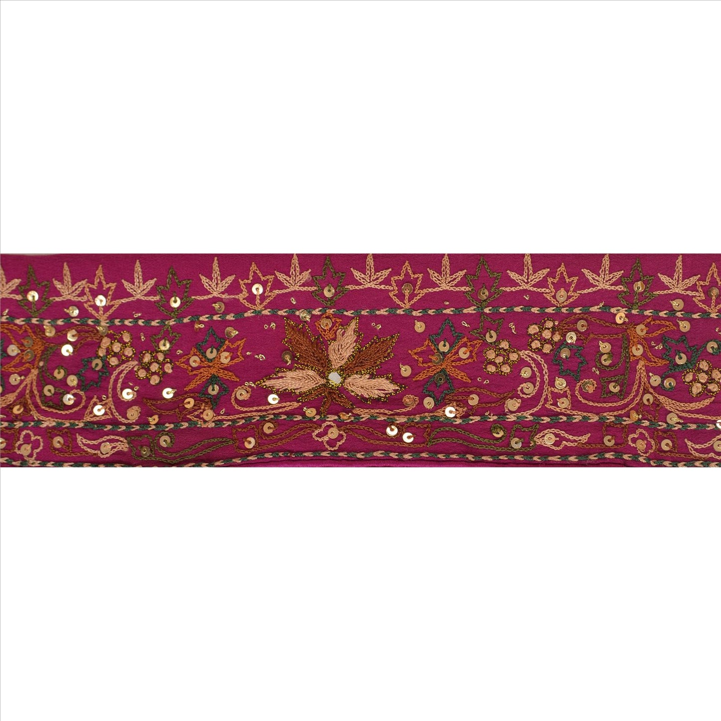 Sanskriti Vintage Sari Border Antique Beaded 1 Yd Indian Trim Sewing Purple Lace