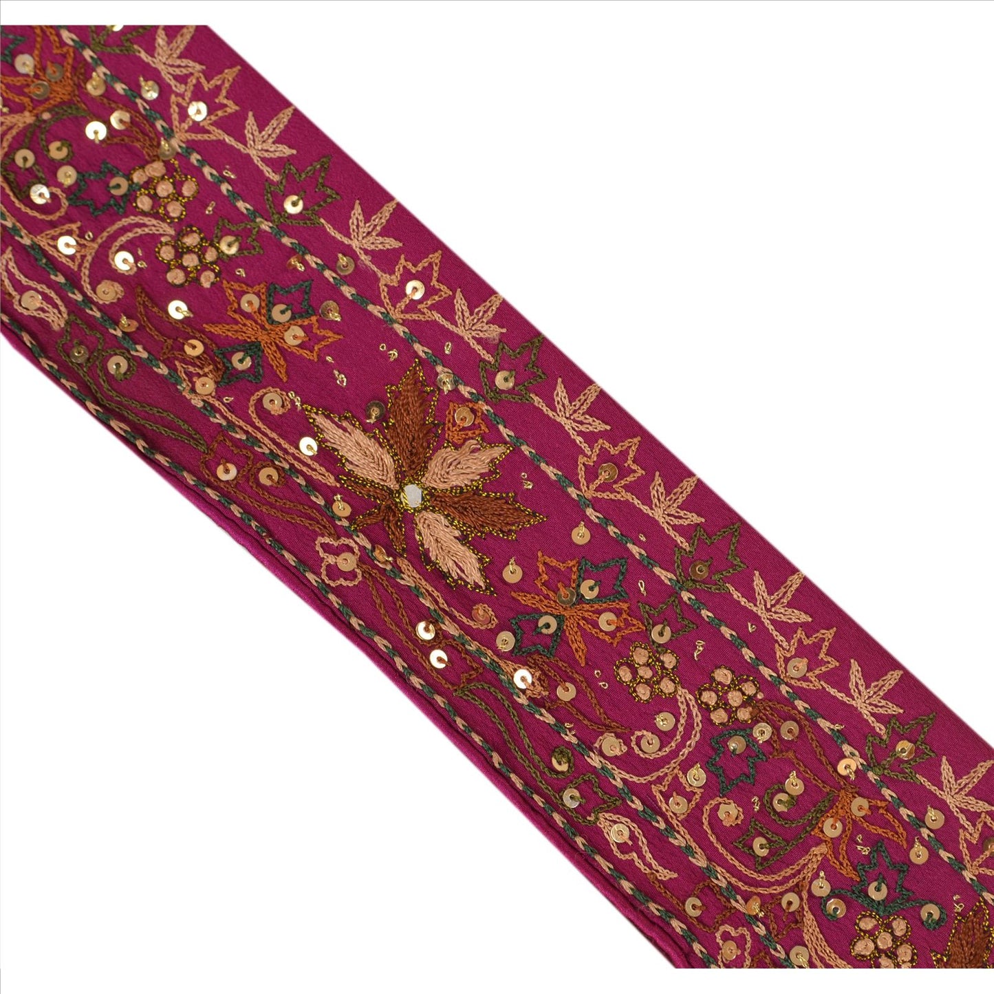 Sanskriti Vintage Sari Border Antique Beaded 1 Yd Indian Trim Sewing Purple Lace