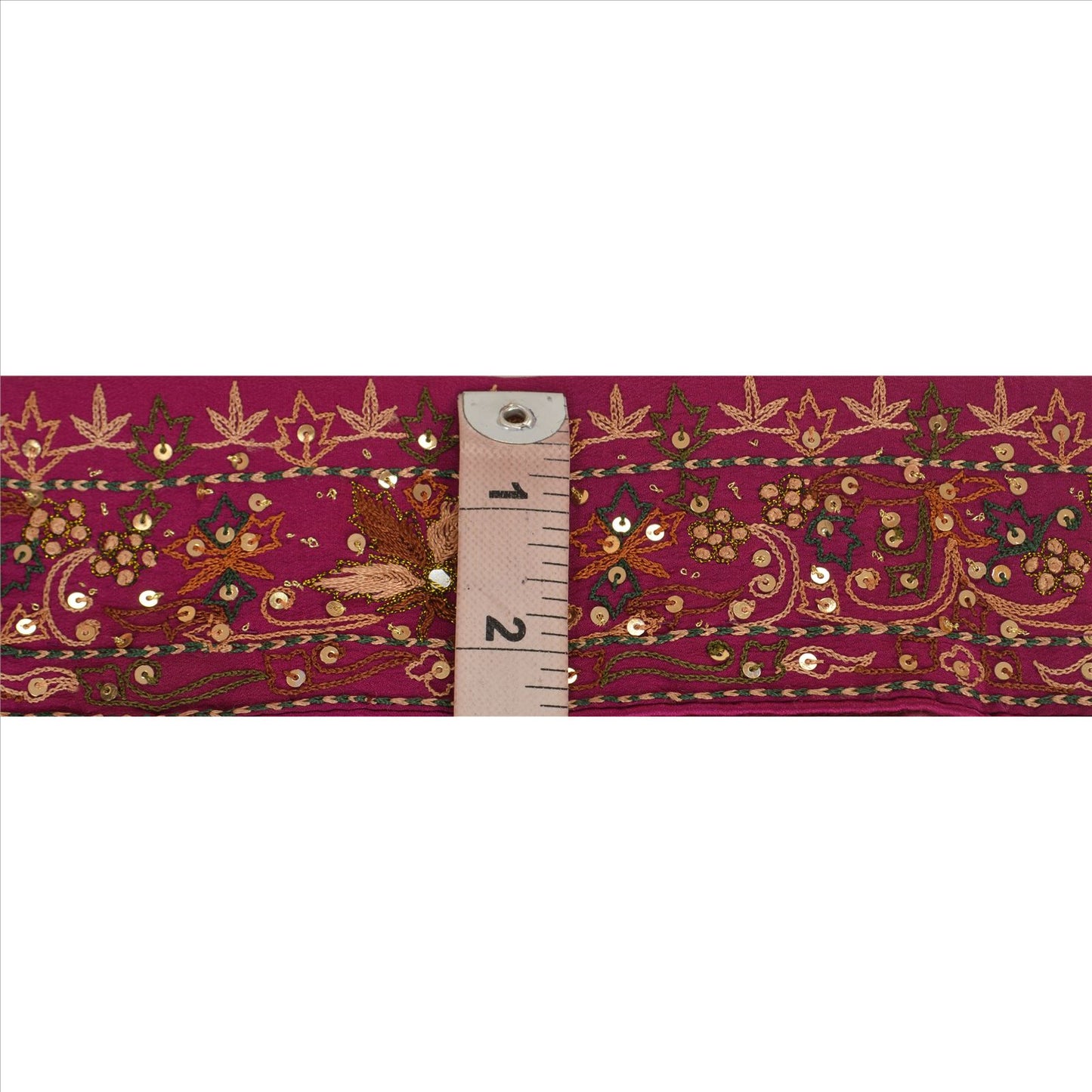 Sanskriti Vintage Sari Border Antique Beaded 1 Yd Indian Trim Sewing Purple Lace