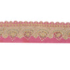 Sanskriti Vintage Sari Border Hand Beaded Craft 1 YD Zari Zardozi Pink Deco Lace