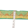 SANSKRITI VINTAGE SAREE BORDER HAND BEADED ZARI 1 YD TRIMS LACE 3W GREEN FLORAL