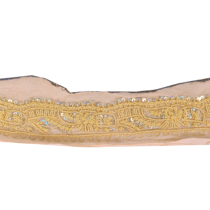 Sanskriti Vintage 1 YD Sari Border Hand Beaded Zardozi Trim Green 1.5W Lace