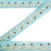 Sanskriti Vintage Sari Border Blue Hand Embroidered Paisley 1 YD Trims Lace 2W