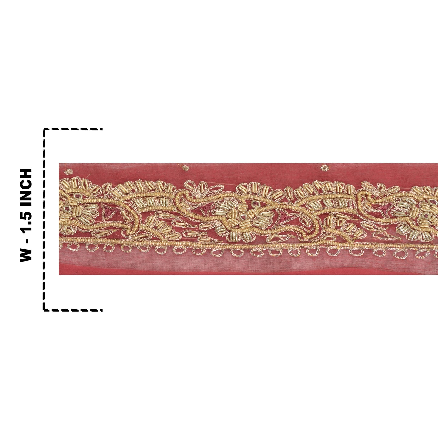 Sanskriti Vintage Sari Border Hand Beaded Craft 1 Yd Sewing Dark Red Trims Lace