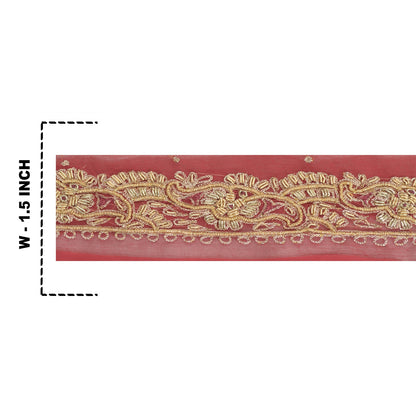 Sanskriti Vintage Sari Border Hand Beaded Craft 1 Yd Sewing Dark Red Trims Lace