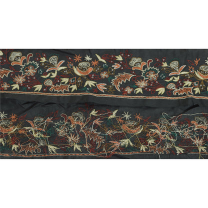 Sanskriti Vintage Sari Border Hand Beaded Craft 1 Yd Sewing Black Trims Lace