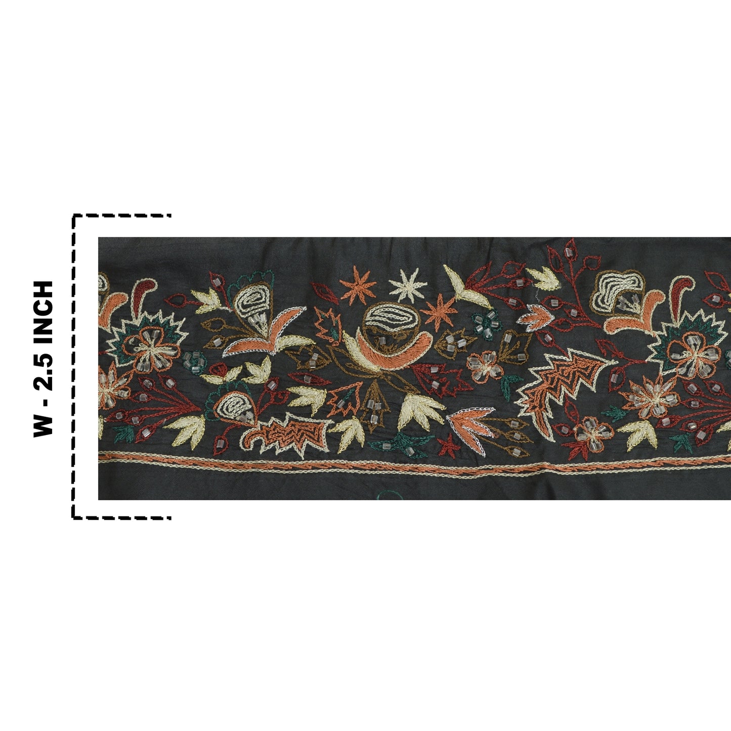 Sanskriti Vintage Sari Border Hand Beaded Craft 1 Yd Sewing Black Trims Lace