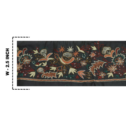 Sanskriti Vintage Sari Border Hand Beaded Craft 1 Yd Sewing Black Trims Lace