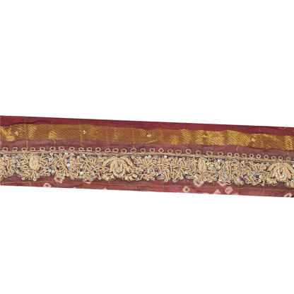 Sanskriti Vintage Sari/Saree Border Hand Bead Zardozi 1 YD Trim Marron 3W Lace