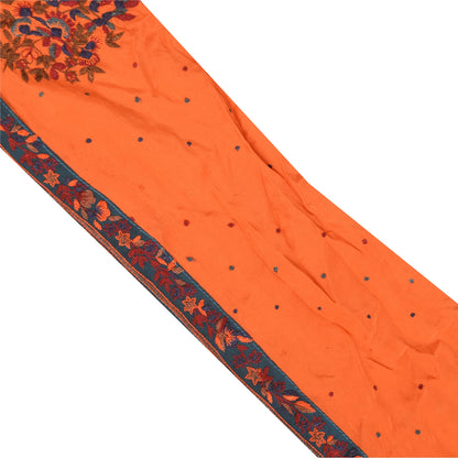 Sanskriti Vintage Sari/Saree Border Hand Embroidery 1 YD Trim Orange Patch Lace