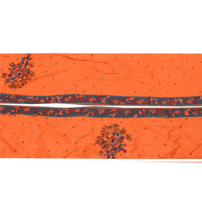 Sanskriti Vintage Sari/Saree Border Hand Embroidery 1 YD Trim Orange Patch Lace